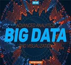 15个矢量的大数据专用的圆形背景素材：Big Data Circular Graphs Set 9